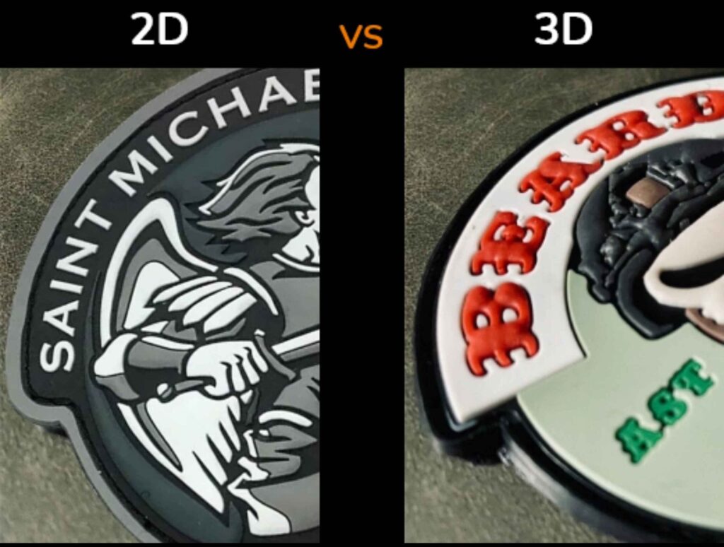 2D and 3D Pvc patches with Velcro backing